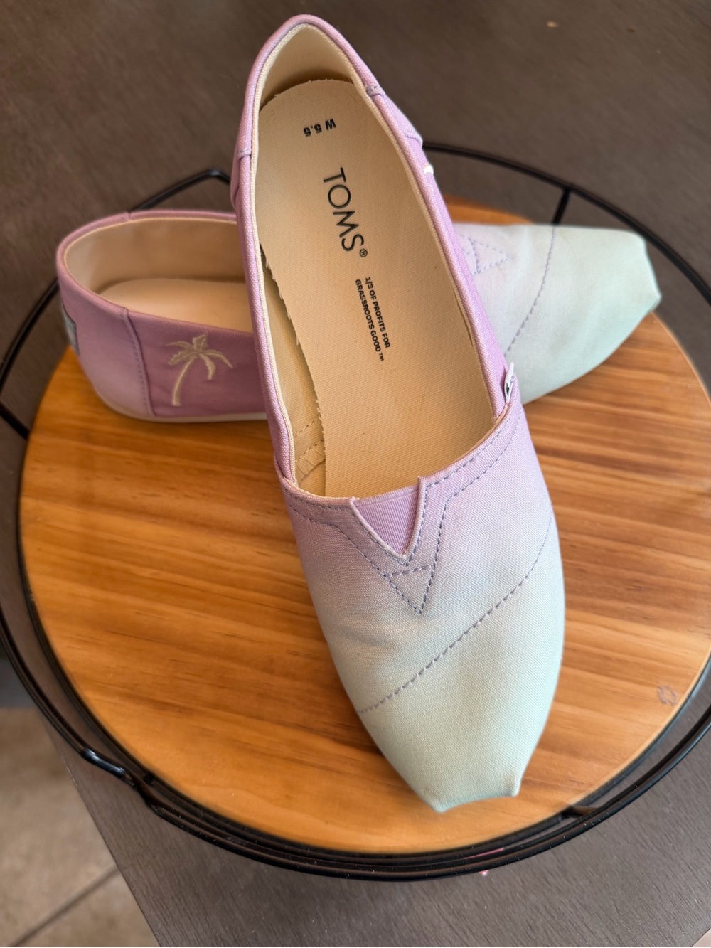 TOMS Women's Lavender to Seafoam Ombre Canvas Alpargata Moccasins